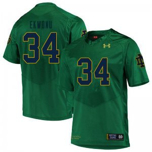Notre Dame Fighting Irish Men's Osita Ekwonu #34 Green Under Armour Authentic Stitched College NCAA Football Jersey ULK8399FX